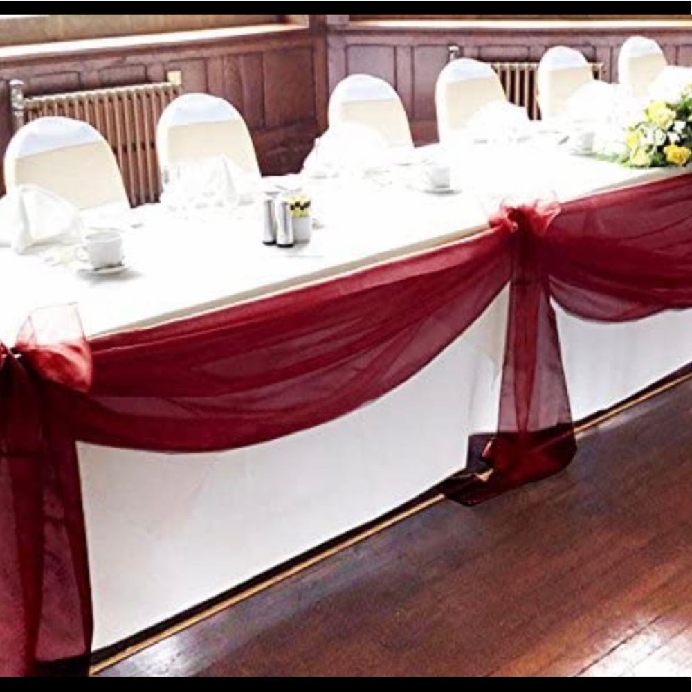 COPY - Table swag/Backdrop, two Organza/tulle sheer Fabric 198”x54”, Burgu…